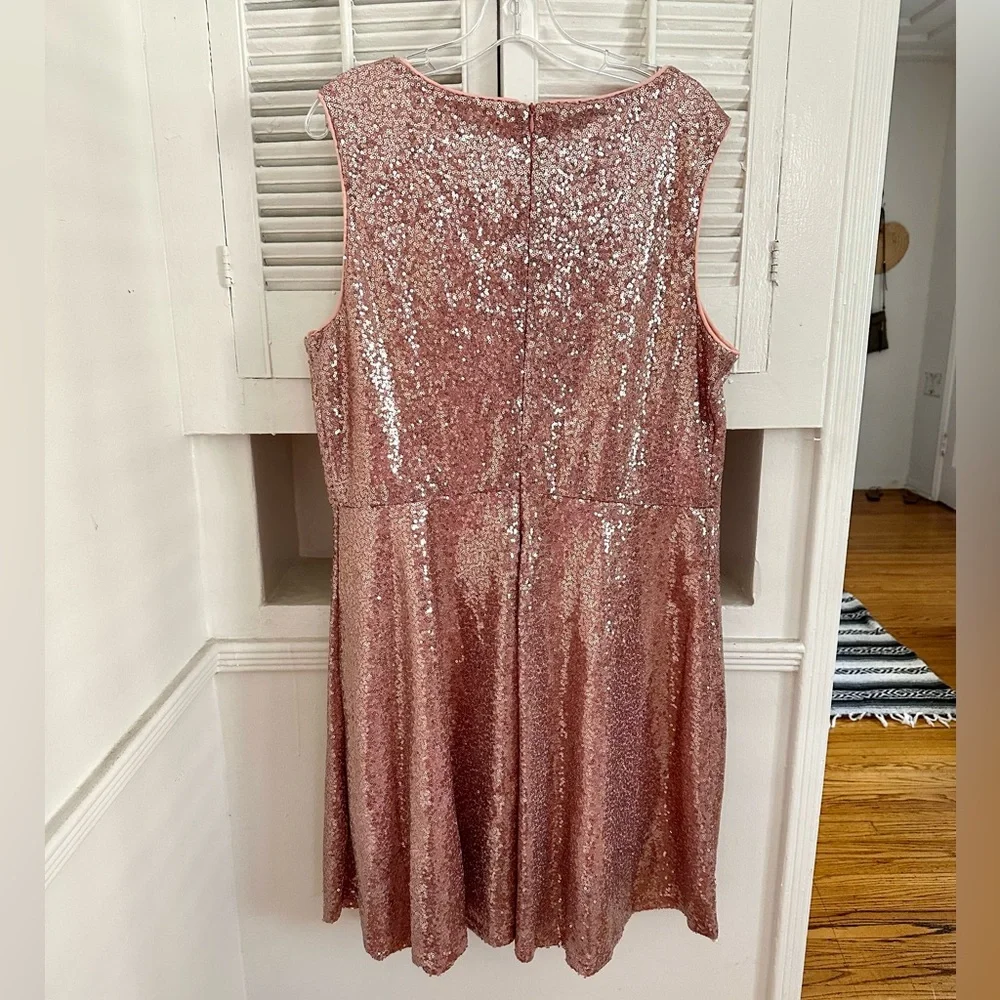 NWOT Pink Sequin A-Line Sleeveless Cocktail Party Dress - Size XXL - Picture 2 of 4